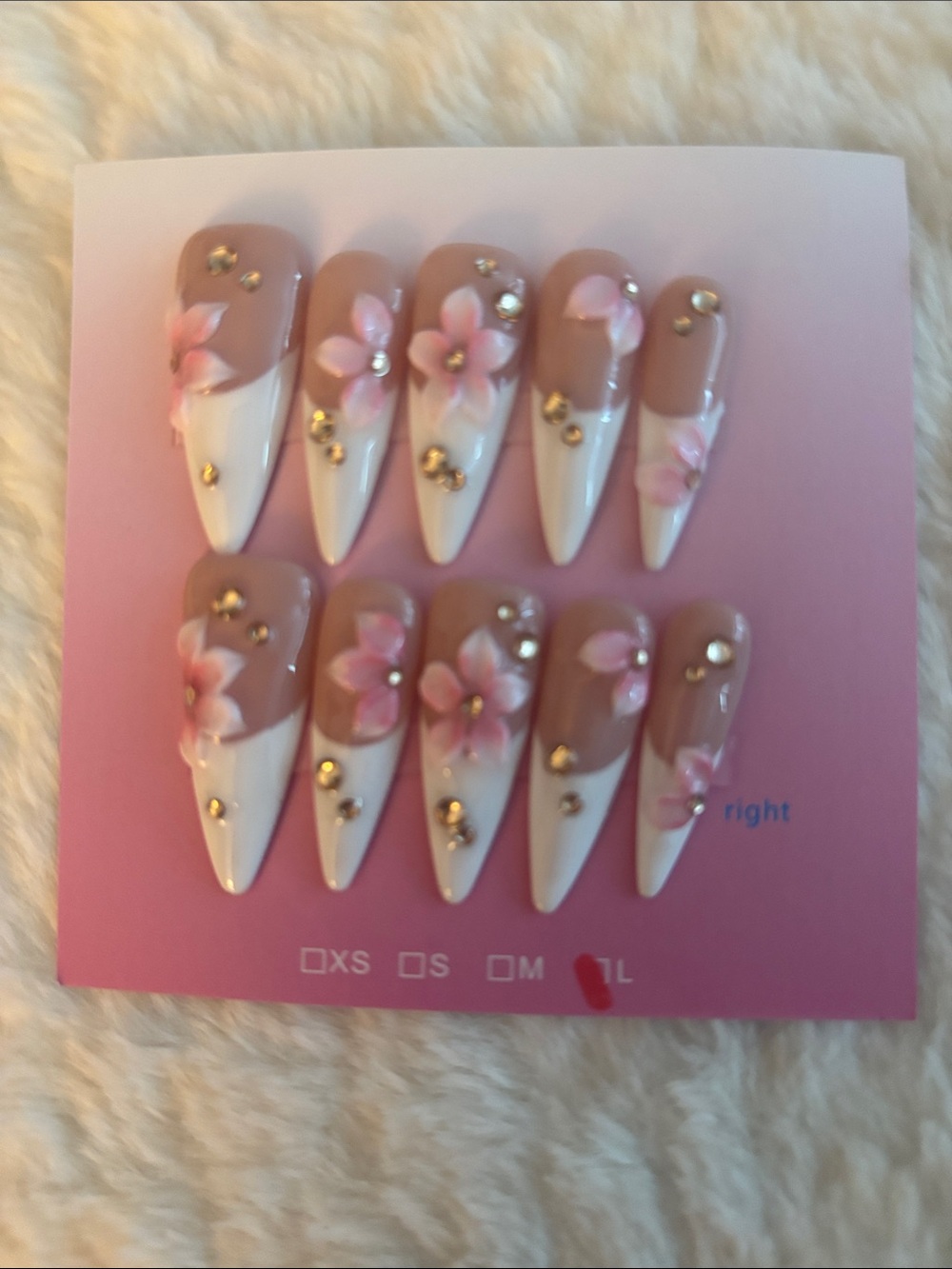 Pink Floral Stiletto Press-On Nails - Women Accessories